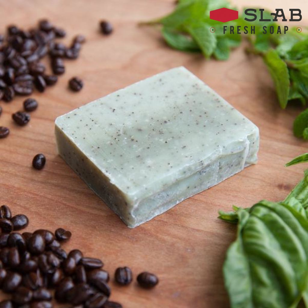 Basil Mint &amp; Coffee Grounds Soap Sample - -